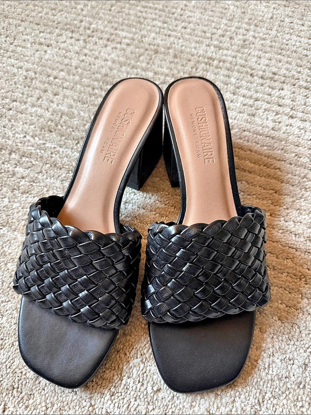 Vince Camuto Black Woven Heeled Mules Like New